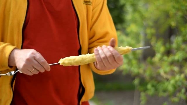 Люля-кебаб из картофеля на мангале. Постное блюдо.