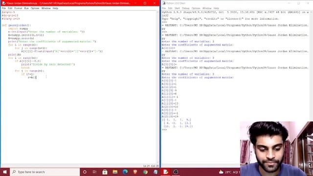 Gauss Jordan Elimination Method in Python | Hindi Explanation of Gauss Jordan Python code смотреть онлайн