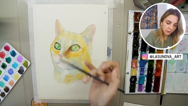 КАК НАРИСОВАТЬ КОТА? Акварель мастер класс (простые рисунки). смотреть онлайн