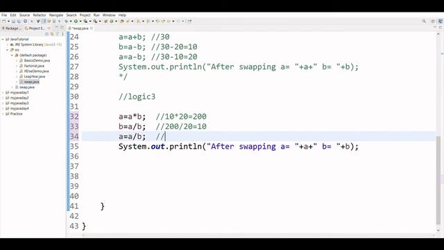 Program to Swap two numbers in JAVA. 5 different logic to swap two numbers. Interview question. смотреть онлайн