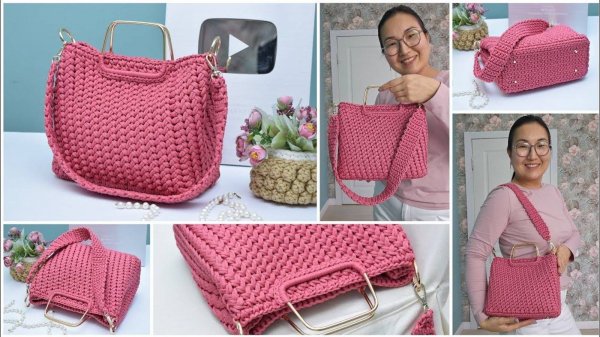 Видео Мастер-класс Сумочка саквояж из шнура Узор Косички