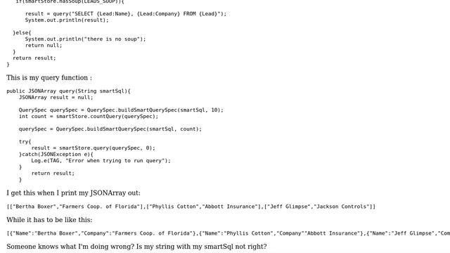 I retrieve a JSONArray with JSONArrays in it instead of JSONObject using the Salesforce Mobile SDK смотреть онлайн