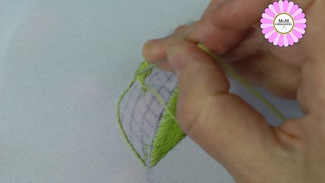 Embroidery of a leaf | long & short stitches | in detail смотреть онлайн