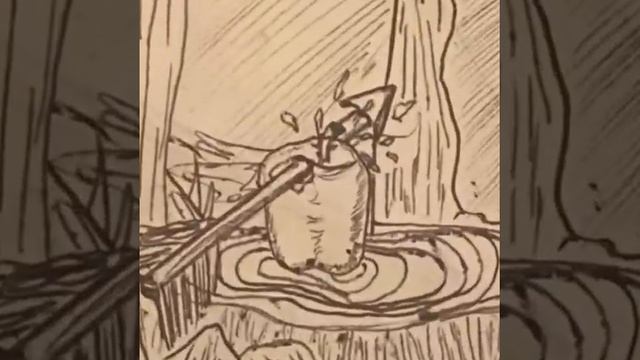 A drawing of a arrow that hit an Apple. Traditional. 2021. смотреть онлайн