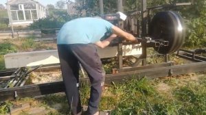 самодельная ленточная пилорама на колёсах