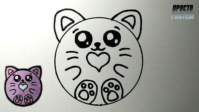 Как нарисовать МИЛЫЙ ПОНЧИК КОТЁНОК просто, Рисунки для детей и начинающих смотреть онлайн
