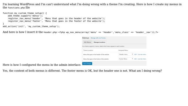 Wordpress: wp_nav_menu seems to be printing the wrong menu смотреть онлайн