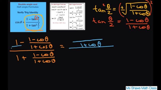 Verify Trig Identity cos x = (1- tan^2 x/2)/(1 + tan^2 x/2). Double Half Angle Formula смотреть онлайн