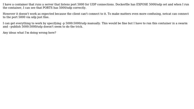 DevOps & SysAdmins: Docker UDP port binding fails with expose смотреть онлайн