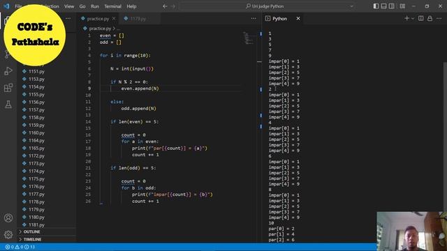 BEE 1179 - Array Fill IV Solution | Python3 Programming on Beecrowd Beginner Day 89 смотреть онлайн