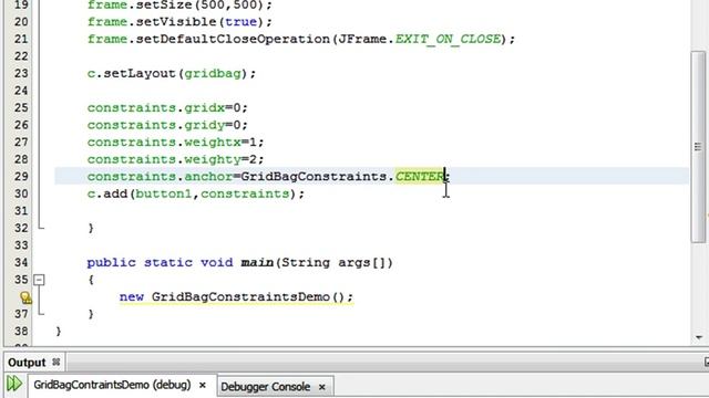 Java Programming Tutorial -GridBagConstraints-18- public static final int CENTER смотреть онлайн