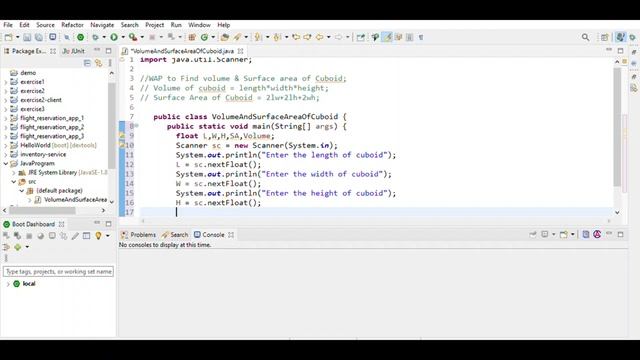 Java Program To Find Volume And Surface Area Of Cuboid смотреть онлайн