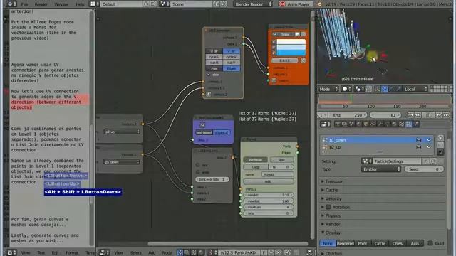 Blender 2.79/Sverchok, Linhas/Objetos 13 Partículas, KDTree Edges, UV Connection смотреть онлайн