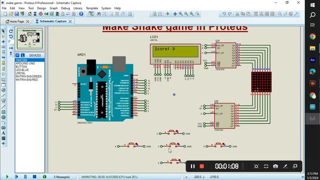 How to Make Snake Game Project using Arduino | Proteus Project смотреть онлайн
