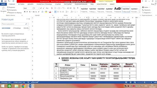 Косметология кабинеті БИЗНЕС ПЛАН 2023