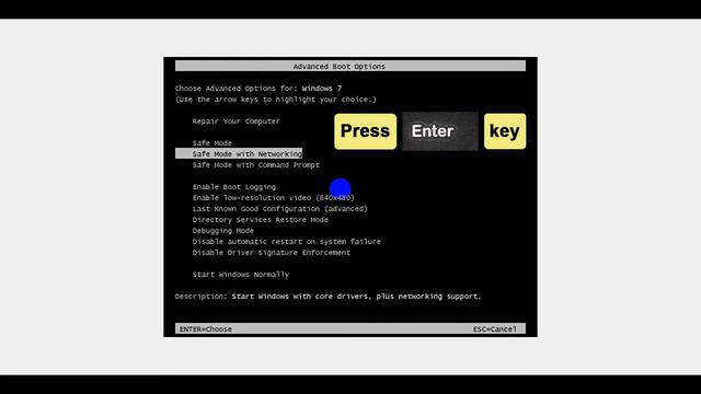 System Restore In Safe Mode With Networking - Method #1 (Windows 7)