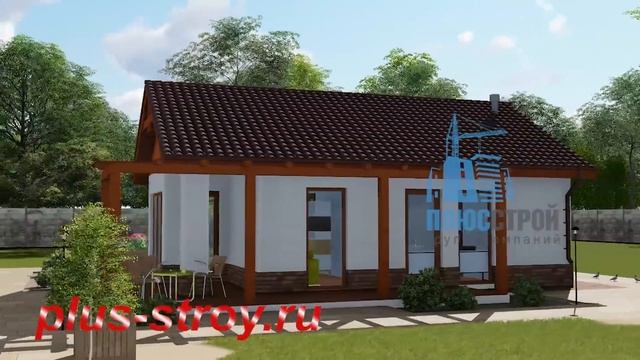 Проект дачного дома 38 м2 [Плюс Строй] смотреть онлайн