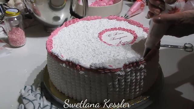 Оформление торта кремом БЗК.