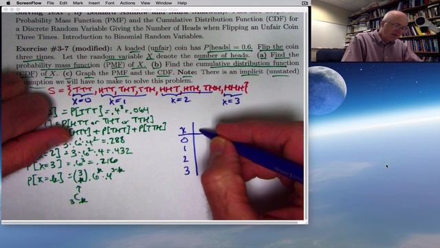PMF & CDF for the Number of Heads in Three Flips of an Loaded (Unfair) Coin. Intro to Binomial RVs. смотреть онлайн
