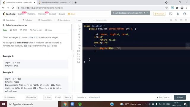 9. Palindrome Number in LeetCode, Find The Given Number is a Palindrome Or Not смотреть онлайн