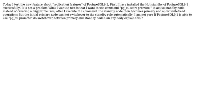 Databases: About "pg_ctl promote" of PostgreSQL9.1 смотреть онлайн