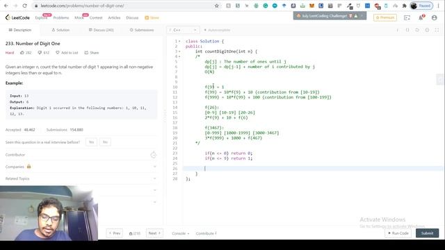 Leetcode 233(Hard) Number of Digit One: Simple C++ Solution смотреть онлайн