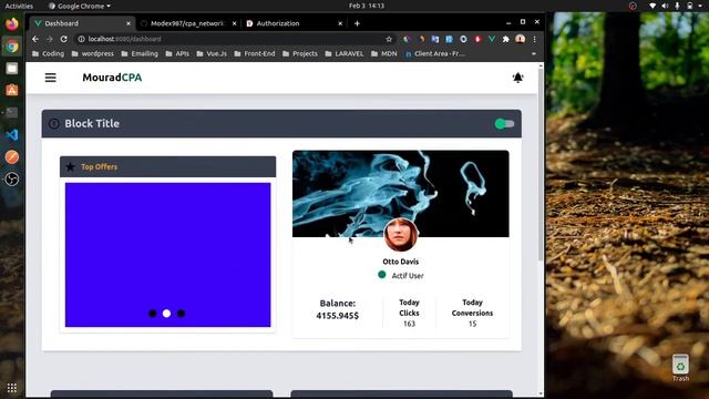 Laravel VueJs3 MongoDB Tailwindcss + (JWT 2auth) + chartJs cpa_network web app смотреть онлайн
