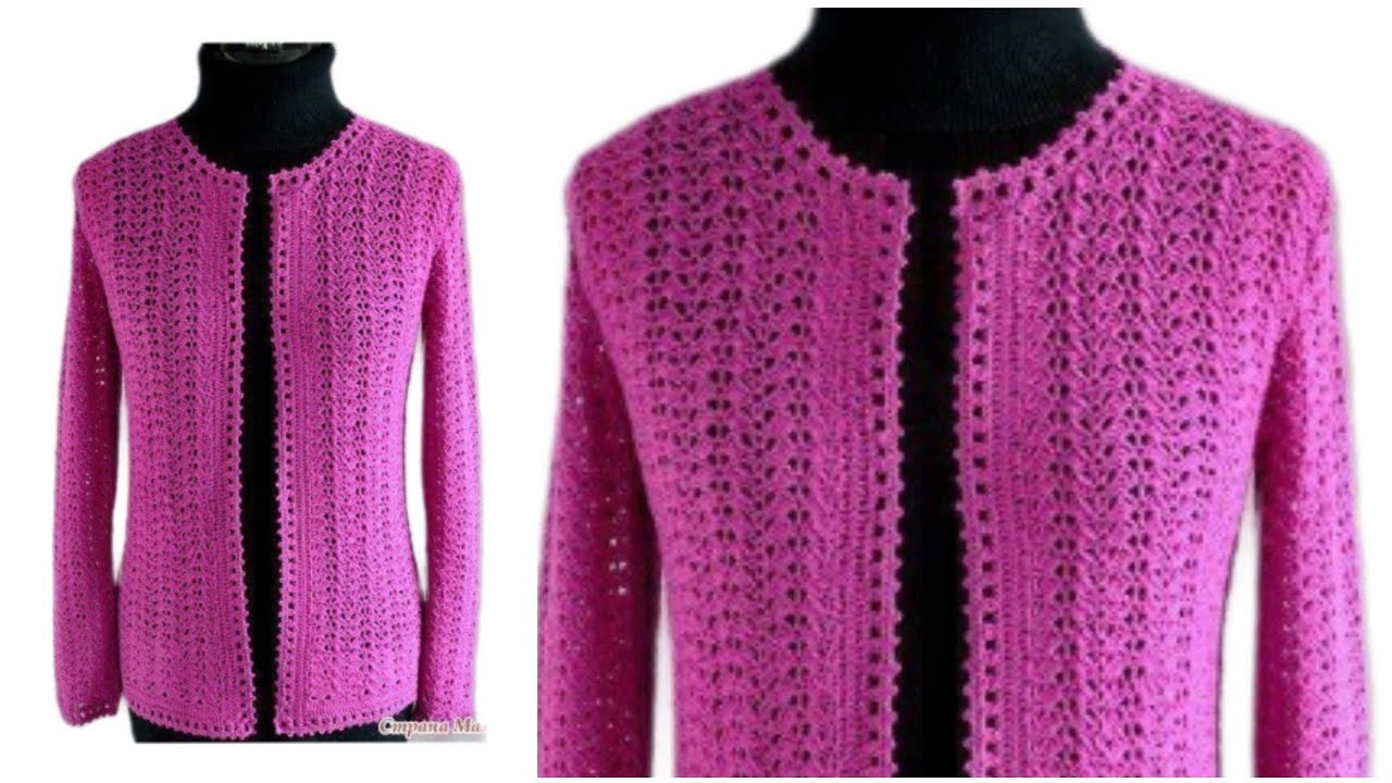 Вяжем жакет или кардиган крючком очень простым и красивым узором смотреть онлайн