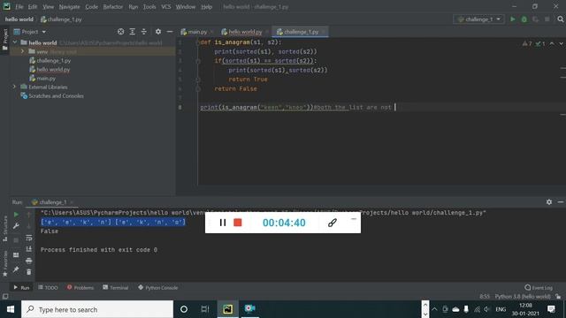To find anagrams with and without sorted 2 ways - python смотреть онлайн