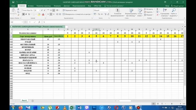 Удобная таблица в Excel для виноградаря // Convenient Excel spreadsheet for the grower смотреть онлайн
