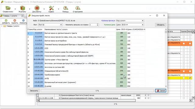 Выпуск 28. Загрузка цен из прайс листов в программе Проффит Медицина смотреть онлайн