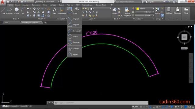 How to Divide an Arc in Equal Parts in AutoCAD 2018 смотреть онлайн