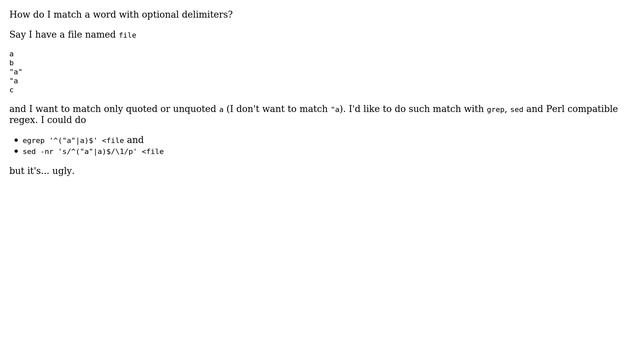 Unix & Linux: Match a word with optional delimiters with sed, grep and PCRE смотреть онлайн