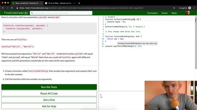 Passing Values to Functions with Arguments - Free Code Camp смотреть онлайн