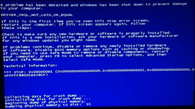Цикл "Сделай сам": BSOD 0x000000d1 или driver irql not less or equal смотреть онлайн