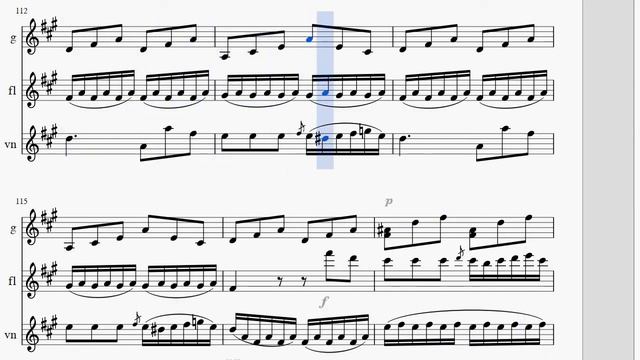 Ferdinando Carulli Op.9 b 1-3 Rondo Allegretto, Trio for guitar, flute & violin Score Video смотреть онлайн