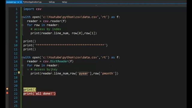 Read Comma Separated Values, CSV file, using PYTHON's CSV.Reader and CSV.DictReader modules. смотреть онлайн
