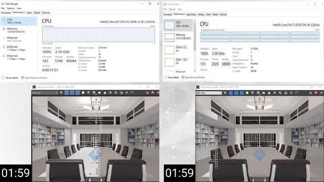 So Sánh Tốc Độ Render Giữa E5 Xeon 2696v3 vs Core i7 8700 смотреть онлайн