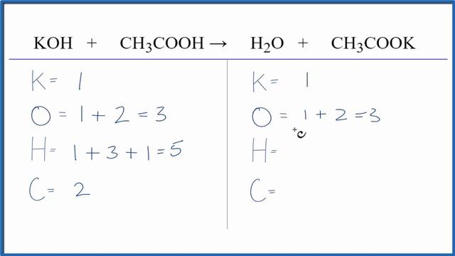 How to Balance KOH + CH3COOH = H2O + CH3COOK (Potassium hydroxide + Acetic acid) смотреть онлайн