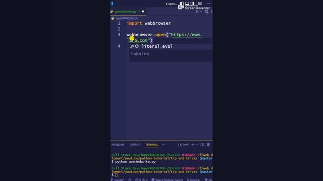 #44 Open any website 2 line code | python tip and tricks #short смотреть онлайн