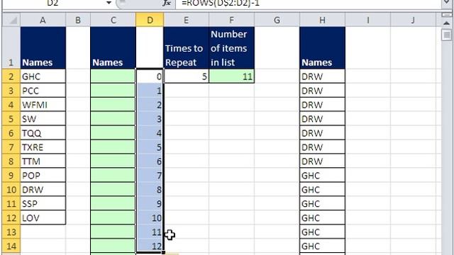 Excel Magic Trick 493: Repeat a List of Names 7 times смотреть онлайн