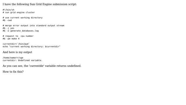 "Undefined variable" error in shell script on Sun Grid Engine смотреть онлайн
