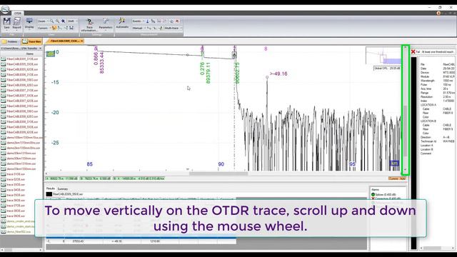 VIAVI FiberCable 2 / FiberTrace 2 - Zoom & Cursor Functionalities