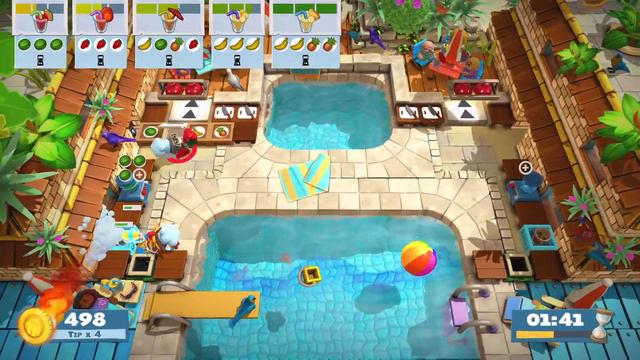 Overcooked! 2 - Surf ‘n’ Turf Level 1-4 - 4 Stars - Co-op Play - 2 Player