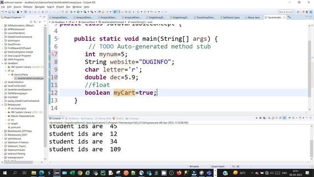 JAVA VARIABLES AND DATATYPE смотреть онлайн