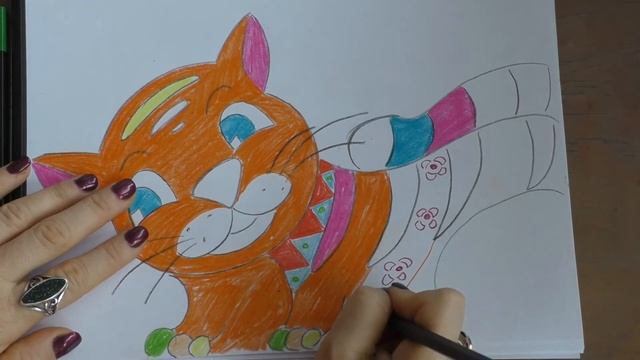 Как нарисовать котика, орнамент карандашами от 4х лет смотреть онлайн