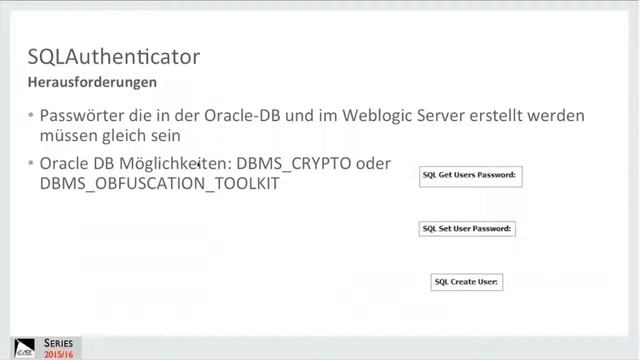ADF Spotlight - Architektur & Integration - SQLAuthenticator in WLS смотреть онлайн
