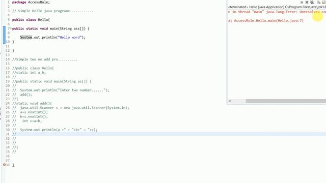 java program not run error show, class error, line error смотреть онлайн