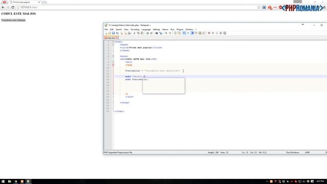PHP Tutorial: Prima pagină, variabile php, afişarea în php. смотреть онлайн