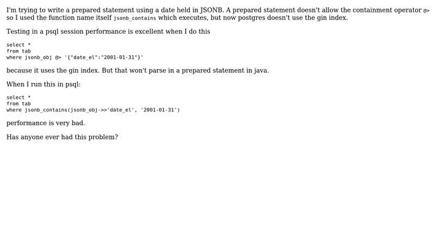 postgresql prepared statements with JSONB containment смотреть онлайн